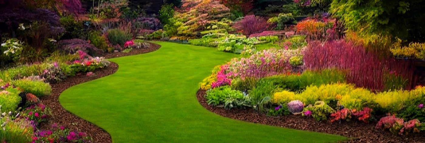 Rubber mulch framing a lush, colorful Southern landscape bed